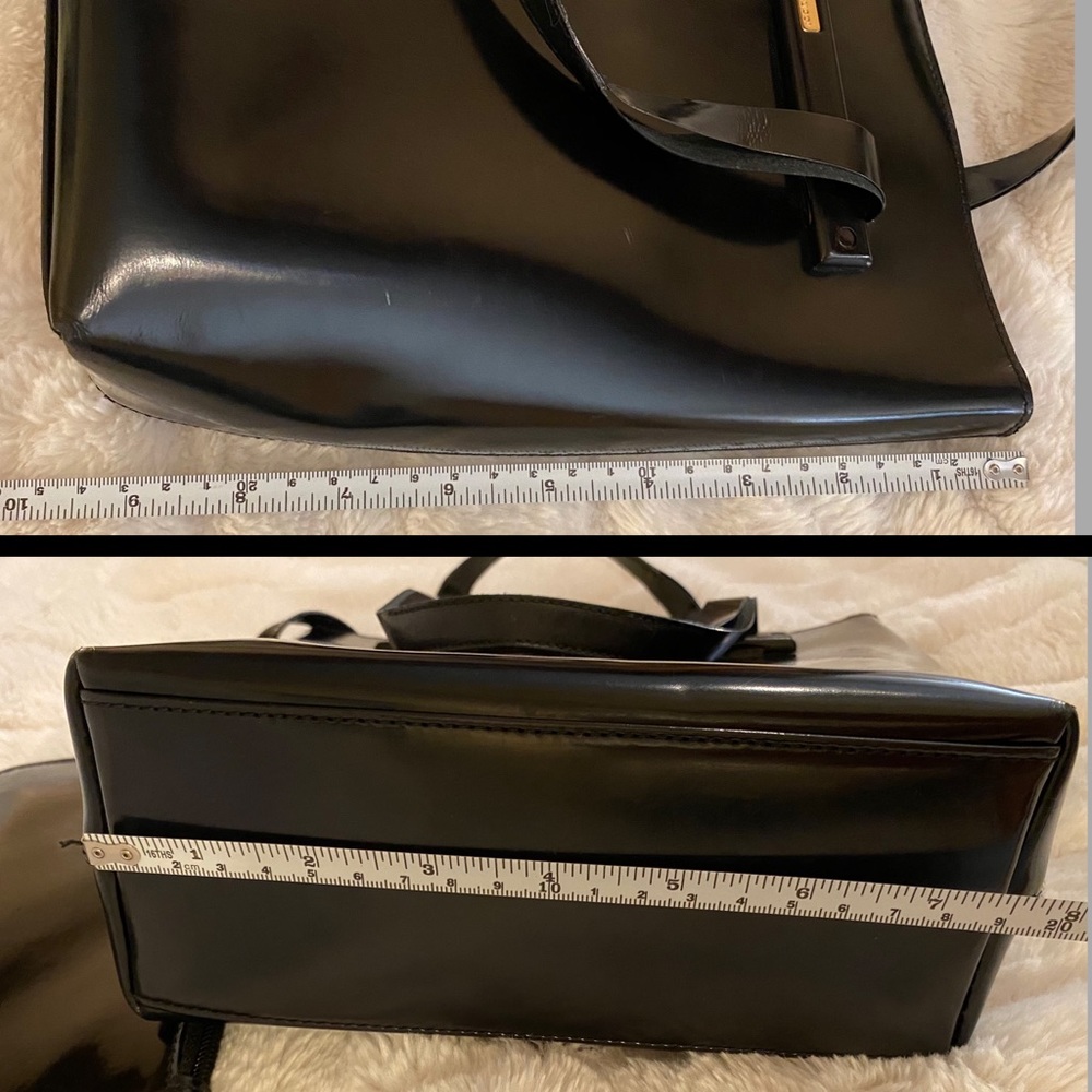 RARE Gucci Vintage Glossy Black Leather Tote - Picture 4 of 15